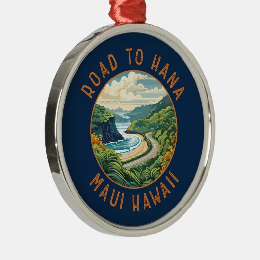 Weg naar Hana Maui Hawaii Retro Distress Circle Metalen Ornament (Rechts)