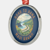 Weg naar Hana Maui Hawaii Retro Distress Circle Metalen Ornament (Links)