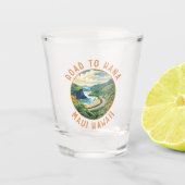 Weg naar Hana Maui Hawaii Retro Distress Circle Shot Glas (Voorkant)