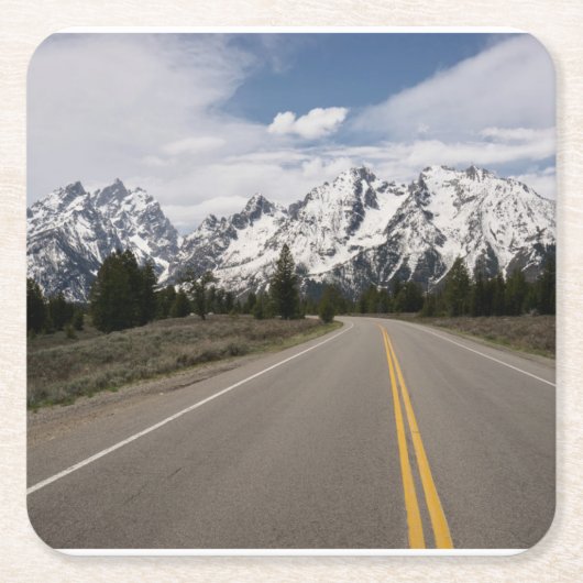 Weg naar het Teton-gebergte Kartonnen Onderzetters (Voorkant)