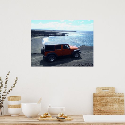 Weg naar het Zee jeep avontuurlijk uitzicht poster (Keuken)