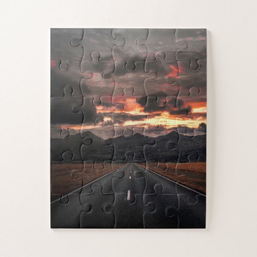 Weg naar Mountain Sunset Legpuzzel (Verticaal)