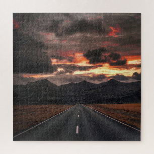 Weg naar Mountain Sunset Legpuzzel