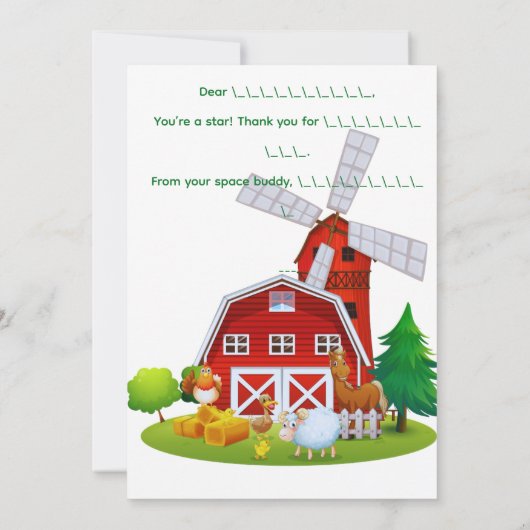 Weg op het Boerderij - Verjaardag Dank u kaart (Achterkant)