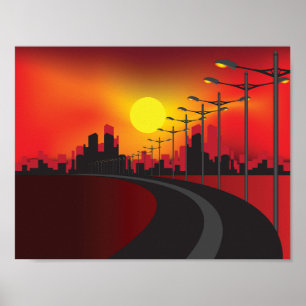 Weg op het Poster Sunset