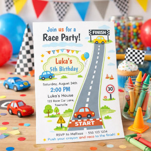 Weg race kids raceauto jongens verjaardag kaart