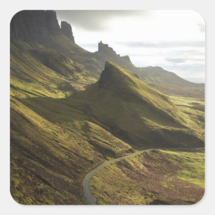 Weg stijgend naar The Quiraing, Isle of Skye, Vierkante Sticker