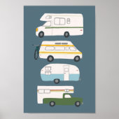 WEG TRIP! Campervan vanlife RV Trailer Blue Poster (Voorkant)