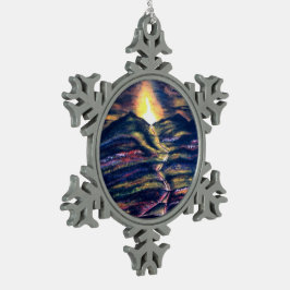Weg van leven tin sneeuwvlok ornament