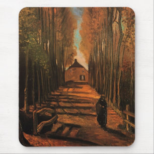 Weg van Populieren in Autumn Van Gogh Fine Art. Muismat