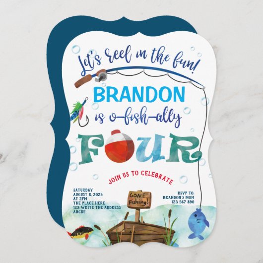 Weg Vist vierde verjaardag kleine visser Kaart (Voorkant / Achterkant)