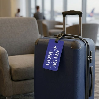 Weg Weer Navy Blau Minimalistisch Vliegtuig Reizen Bagagelabel