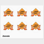 WEGBORD CONSTRUCTIE AAN TE PASSEN, <YOURTEXT> RONDE STICKER (Vel)