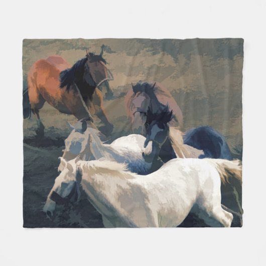 Wegbreken - Wilde paarden Fleece Deken (Voorkant (Horizontaal))