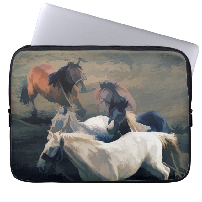Wegbreken - Wilde paarden Laptop Sleeve (Voorkant)