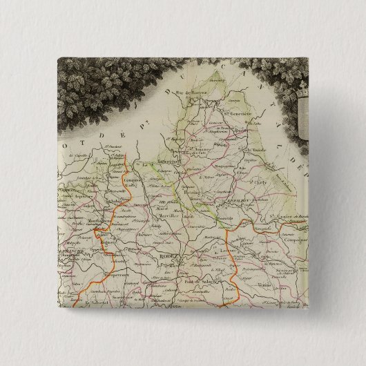 Wegen, dijen, steden vierkante button 5,1 cm (Voorkant)