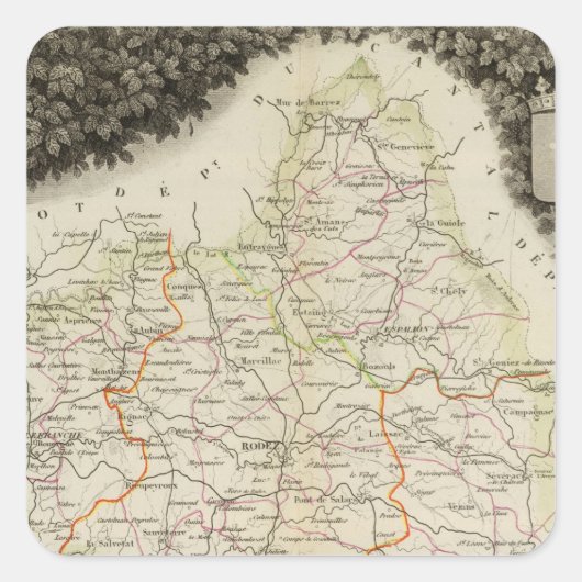 Wegen, dijen, steden vierkante sticker (Voorkant)