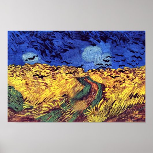 Wegen over Wheatfield door Vincent van Gogh Poster (Voorkant)