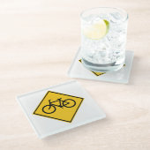 Wegenbordfiets Glazen Onderzetter (Schuin)
