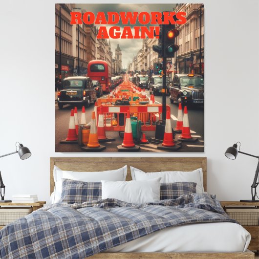 Wegenbouw in Londen Canvas Afdruk (Insitu (Slaapkamer))