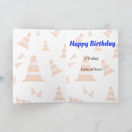 Wegenbouwvoertuig 1e verjaardag kaart (Binnen)