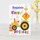 Wegenbouwvoertuig 2e verjaardag kaart (Gele Bloem)