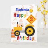 Wegenbouwvoertuig 3e verjaardag kaart (Gele Bloem)