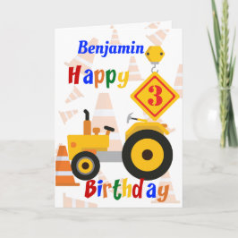 Wegenbouwvoertuig 3e verjaardag kaart