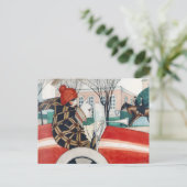 Wegener - Meisje en mopshond in een auto Briefkaart (Staand voorkant)