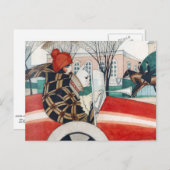 Wegener - Meisje en mopshond in een auto Briefkaart (Voorkant / Achterkant)