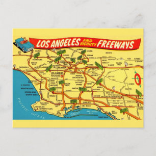 Wegenkaart Los Angeles Californië Briefkaart