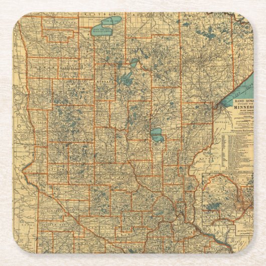wegenkaart Minnesota Kartonnen Onderzetters (Voorkant)