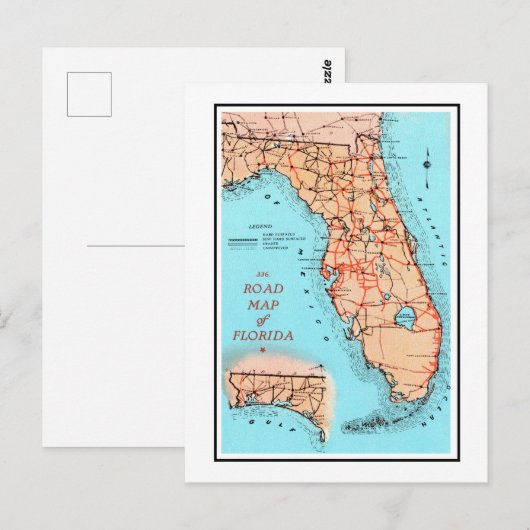 Wegenkaart van Florida Briefkaart (Voorkant / Achterkant)