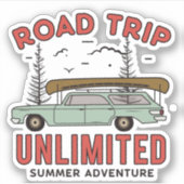 Wegentransport onbeperkte autocamping | Afgesneden Sticker (Voorkant)