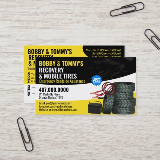 Wegenwacht Noodherstel Auto Reparatie Visitekaartje (Voorkant / Achterkant in situ)