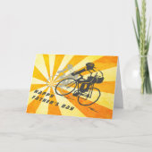 Wegfietsers en Retro Sunburst Bike Vaderdag Kaart (Voorkant)