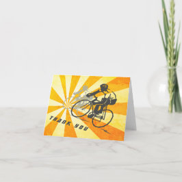Wegfietsers met Retro Sunburst Biking Bedankkaart