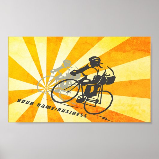 Wegfietsers met Retro Sunburst Biking Business Poster (Voorkant)