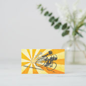 Wegfietsers met Retro Sunburst Biking Visitekaartje (Staand voorkant)