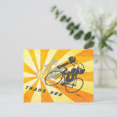 Wegfietsers met Retro Sunburst Fietsen Bedankt Briefkaart (Staand voorkant)