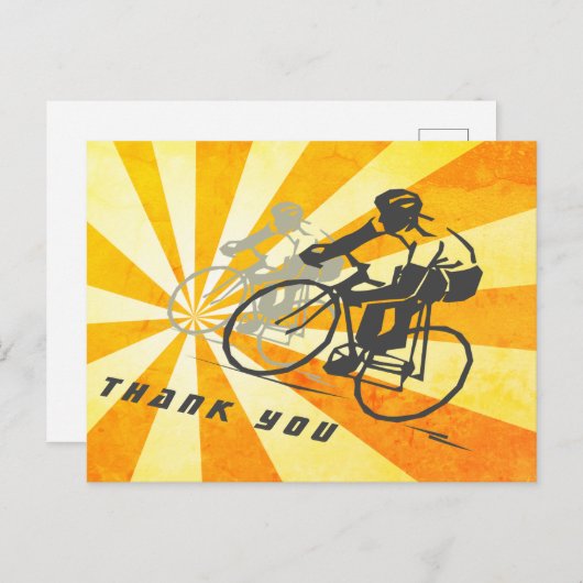 Wegfietsers met Retro Sunburst Fietsen Bedankt Briefkaart (Voorkant / Achterkant)