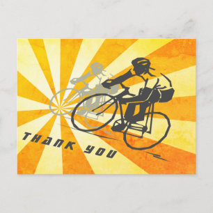 Wegfietsers met Retro Sunburst Fietsen Bedankt Briefkaart