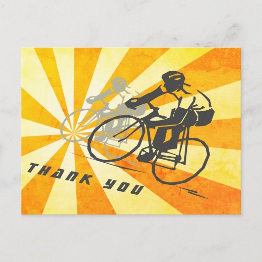 Wegfietsers met Retro Sunburst Fietsen Bedankt Briefkaart (Voorkant)