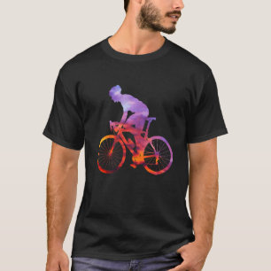 Wegfietsilhouet met avondrode fietsers t-shirt