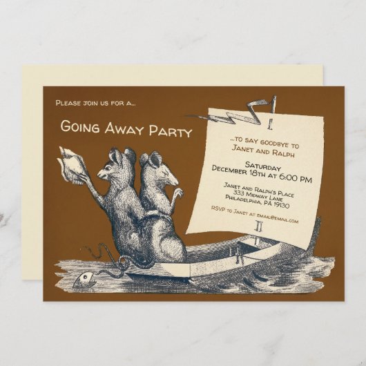 weggaan Feestuitnodiging Kaart (Voorkant / Achterkant)