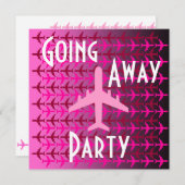 Weggaan van de partij het Plane Roze van de Uitnod Kaart (Voorkant / Achterkant)
