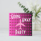 Weggaan van de partij het Plane Roze van de Uitnod Kaart (Staand voorkant)