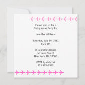 Weggaan van de partij het Plane Roze van de Uitnod Kaart (Achterkant)