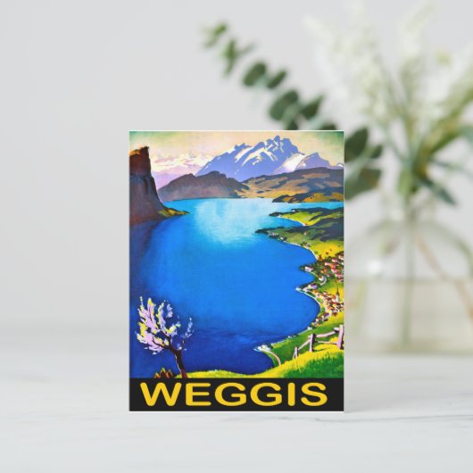 Weggis, uitzicht op het Lucerne-meer, Zwitserland Briefkaart (Staand voorkant)