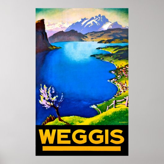 Weggis, uitzicht op het Lucerne-meer, Zwitserland Poster (Voorkant)